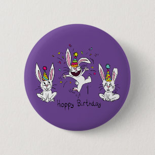 Badge Rond 5 Cm Amusant Bunny Joyeux Anniversaire mignon Enfants R