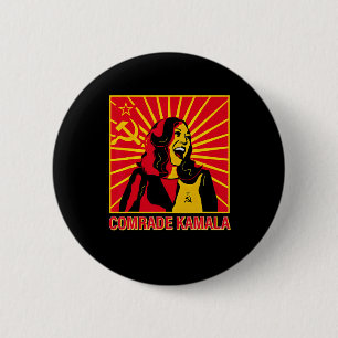 Badge Rond 5 Cm Amusant camarade socialiste Kamala Commie La Harri