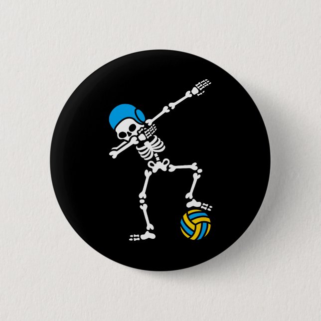 Badge Rond 5 Cm Amusant Dab squelette Dabbing Water polo Halloween (Devant)