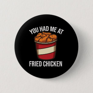 Badge Rond 5 Cm Amusant De Poulet Fraisé Restauration Rapide Barbe