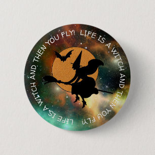 Badge Rond 5 Cm Amusant Humour sorcier Happy Halloween