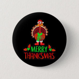 Badge Rond 5 Cm Amusant Joyeux Thanksmas Festif Thanksgiving