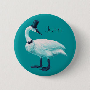 Badge Rond 5 Cm Amusant observation des oiseaux de cygne