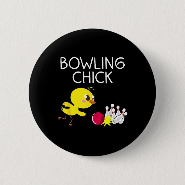Badge Rond 5 Cm Amusante Conception De Bowling Pour Filles Bowler  (Devant)