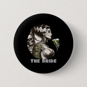 Badge Rond 5 Cm Amusante Mariée Le Monster Frankenstein Éffrayant 