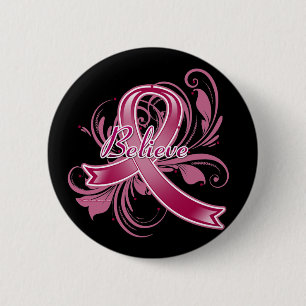 Badge Rond 5 Cm Amyloidosis Croire Flourish Ribbon
