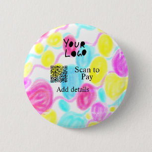 Badge Rond 5 Cm Analyser pour payer ajouter Q R logo de l'entrepri