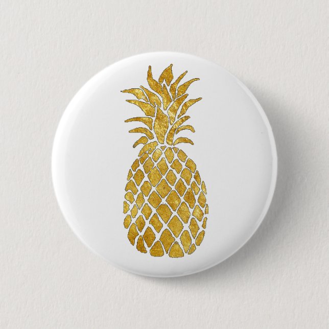 Badge Rond 5 Cm ananas doré (Devant)