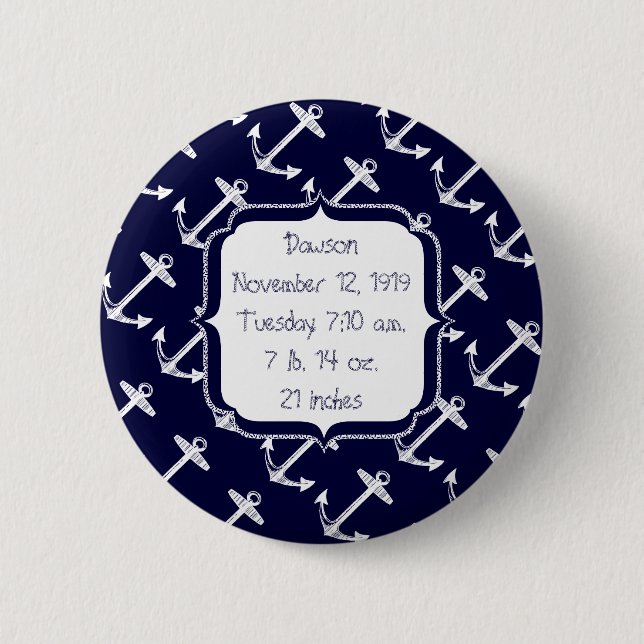 Badge Rond 5 Cm Anchor Pattern (Devant)