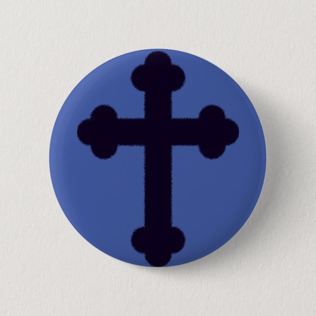 Badge Rond 5 Cm Ancienne croix chrétienne violette (Devant)