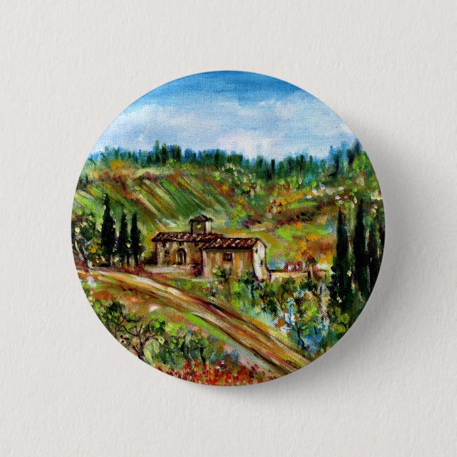 BADGE ROND 5 CM ANCIENNE FERME EN CHIANTI -TOSCANE (Devant)
