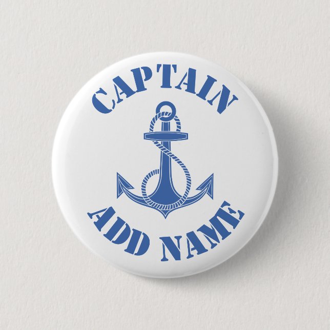 Badge Rond 5 Cm Ancrage de nom de capitaine personnalisé (Devant)