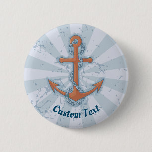 Badge Rond 5 Cm Ancre avec chaîne