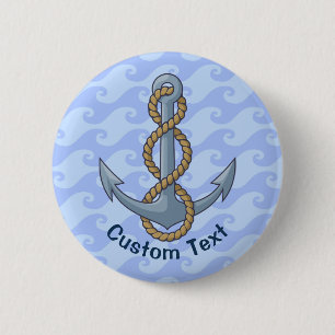 Badge Rond 5 Cm Ancre avec corde