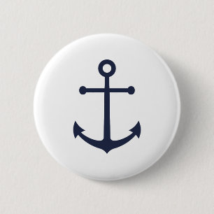 Badge Rond 5 Cm Ancre bleue marine