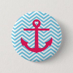 Badge Rond 5 Cm Ancre cardiaque