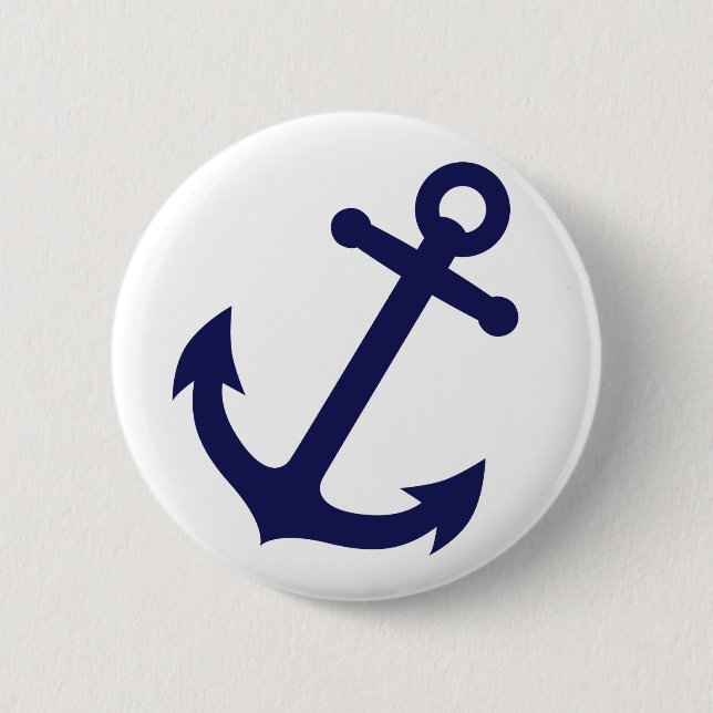 Badge Rond 5 Cm Ancre de bleu marine (Devant)