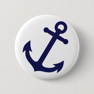 Badge Rond 5 Cm Ancre de bleu marine
