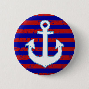 Badge Rond 5 Cm ancre de marin rayé