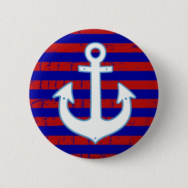 Badge Rond 5 Cm ancre de marin rayé (Devant)