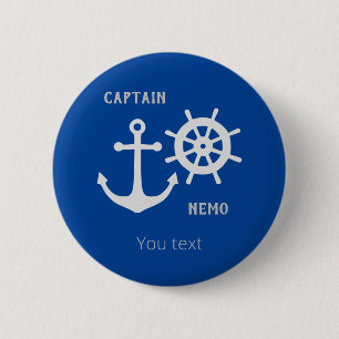 Badge Rond 5 Cm Ancre et gouvernail