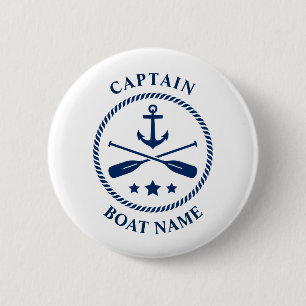 Badge Rond 5 Cm Ancre marine Oars Nom du bateau du capitaine Navy 