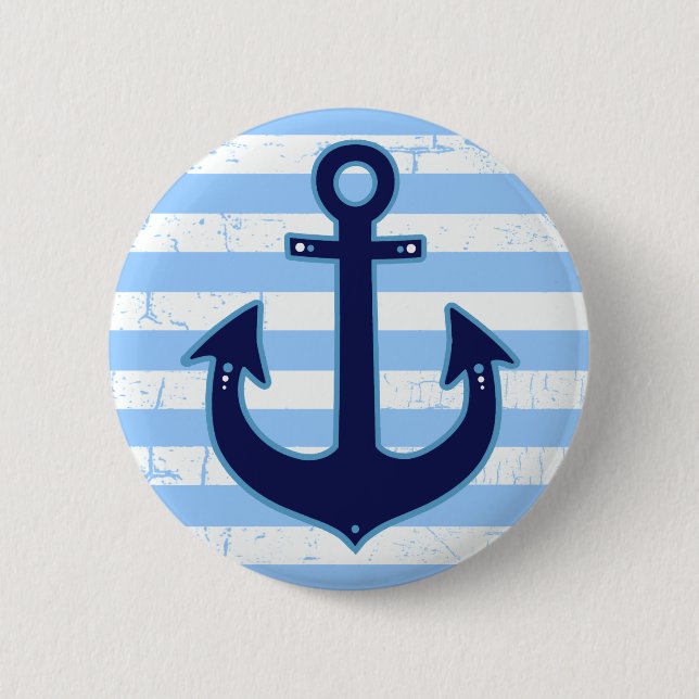 Badge Rond 5 Cm ancre marine rayée (Devant)