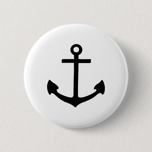 Badge Rond 5 Cm Ancre noire