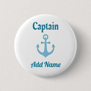 Badge Rond 5 Cm Ancre personnalisée du capitaine de bateau