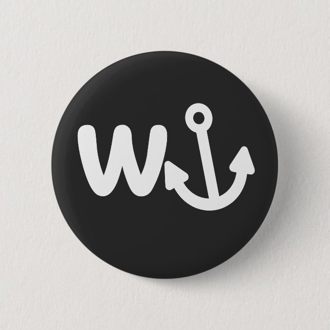 Badge Rond 5 Cm ancre wanker w (Devant)