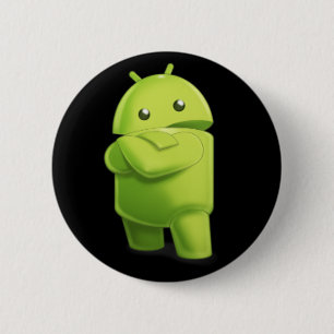 Badge Rond 5 Cm Andy l'androïde avec le bouton d'attitude !