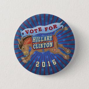 Badge Rond 5 Cm Âne 2016 de président Démocrate de Hillary Clin