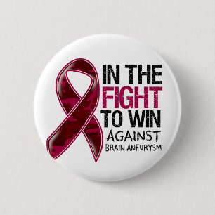 Badge Rond 5 Cm Aneurysme Cerveau - Lutte Pour Gagner