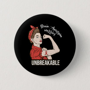 Badge Rond 5 Cm Aneurysme Sensibilisation Guerrier Indestructible 