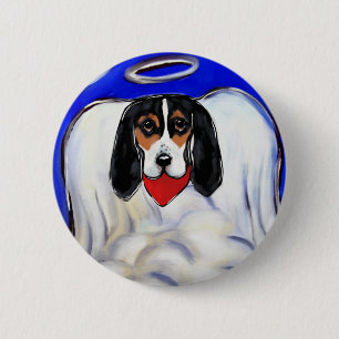 Badge Rond 5 Cm Ange Basset Hound