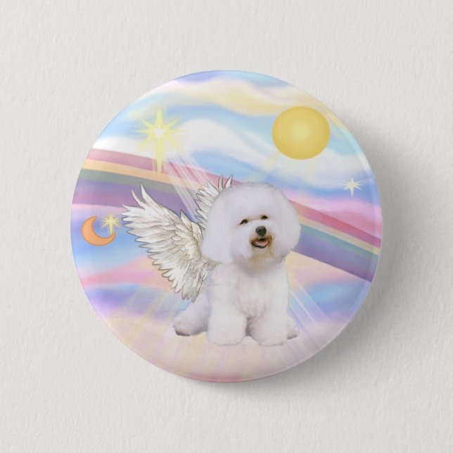 Badge Rond 5 Cm Ange Bichon Frise (Devant)
