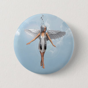 Badge Rond 5 Cm Ange blanc