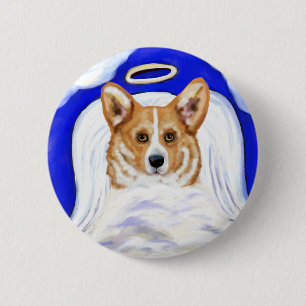 Badge Rond 5 Cm Ange Corgi