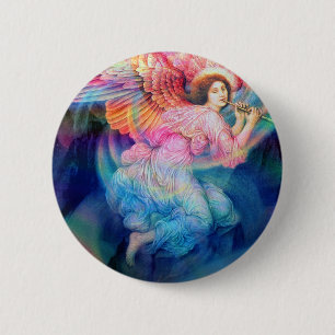 Badge Rond 5 Cm Ange d'arc-en-ciel