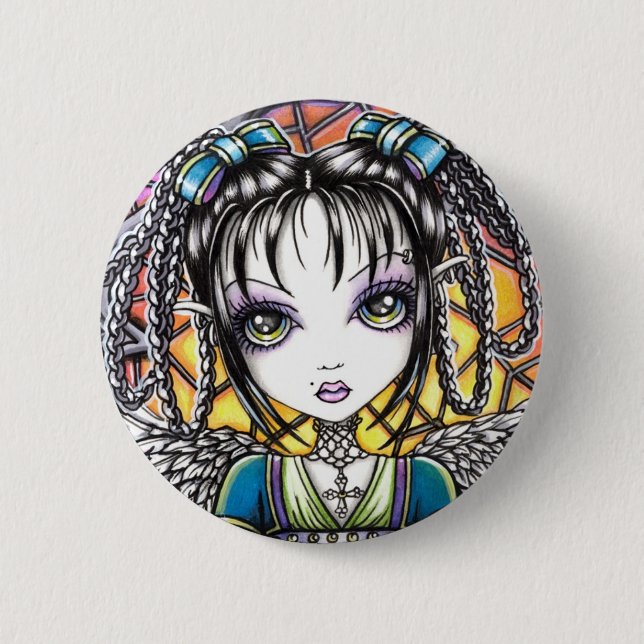 Badge Rond 5 Cm Ange d'arc-en-ciel de Constance (Devant)