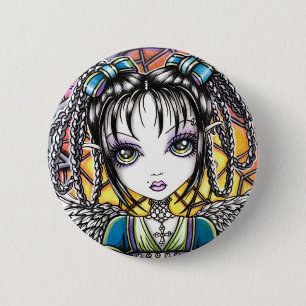 Badge Rond 5 Cm Ange d'arc-en-ciel de Constance
