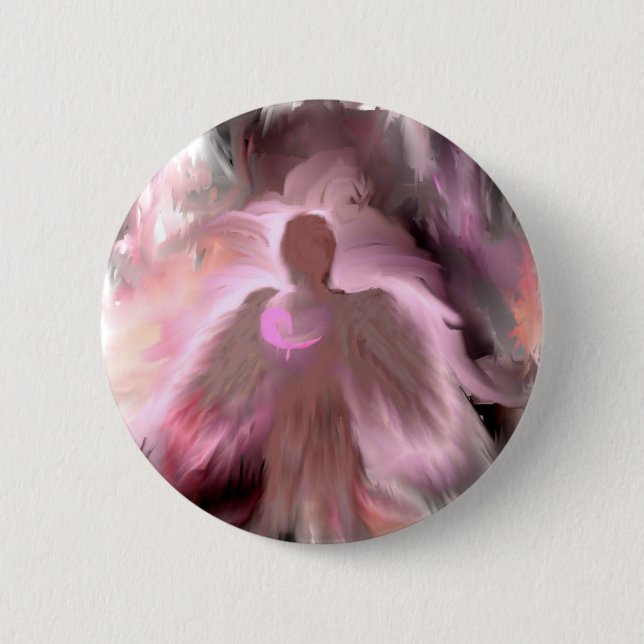 Badge Rond 5 Cm Ange de cancer du sein (Devant)