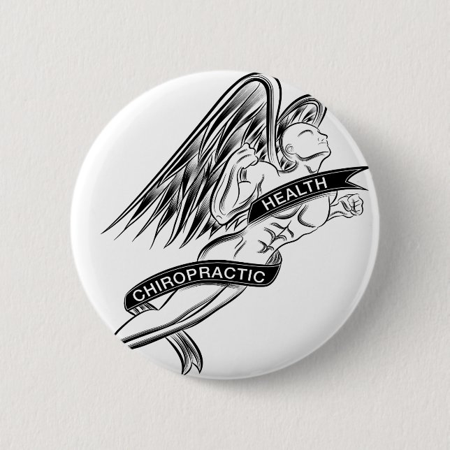 Badge Rond 5 Cm Ange de chiropractie de vol (Devant)