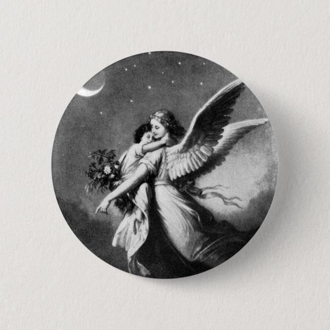 Badge Rond 5 Cm Ange gardien la nuit (Devant)