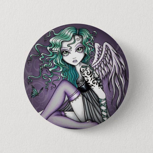 Badge Rond 5 Cm Ange tatoué mignon de Malory (Devant)