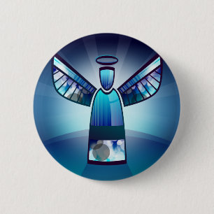 Badge Rond 5 Cm Angel : Angle bleu