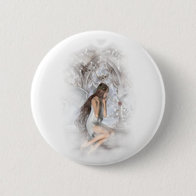Badge Rond 5 Cm Angel gothique et sa colombe Vignette (Devant)