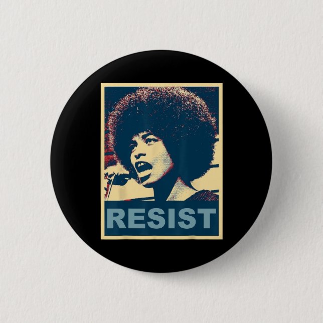 Badge Rond 5 Cm Angela - Résister - Davis 2 (Devant)