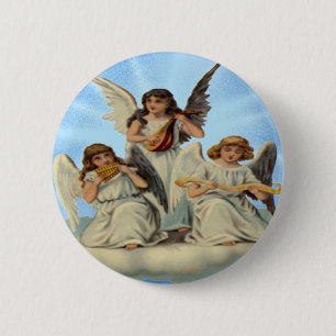 Badge Rond 5 Cm Angels Sur Un Bouton Nuage