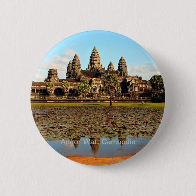 Badge Rond 5 Cm Angkor Vat, Cambodge (Devant)